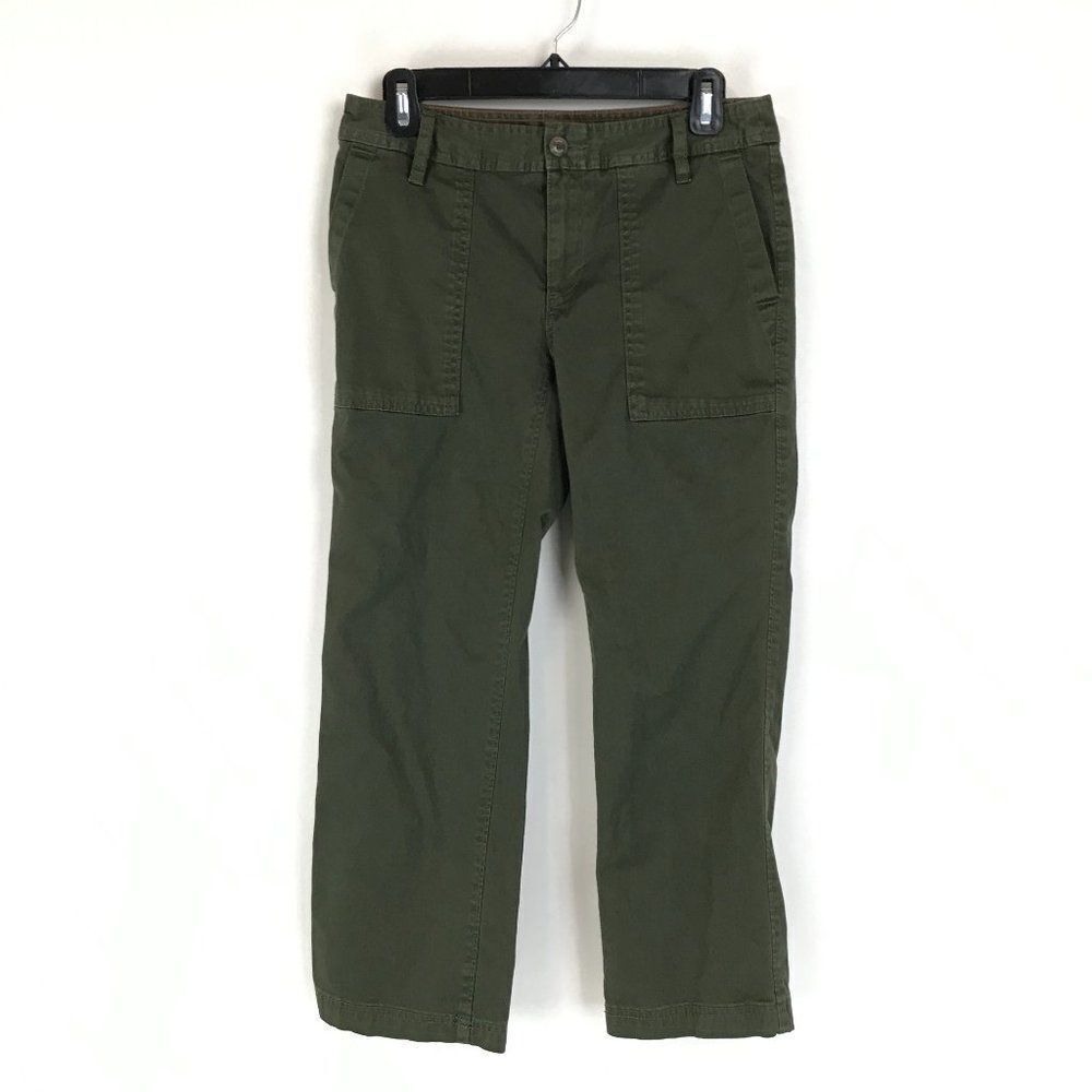 Tommy Hilfiger Cropped Pants Women's Size 0 Olive Green Pockets Stretch Cotton